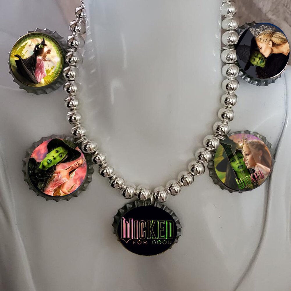 Wicked For Good Wicked movies bottlecap necklace artisan  beaded unique